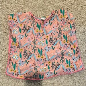Cat & Jack Pink Floral with Green and Yellow Accents Swim Cover Up. Size 4-5T